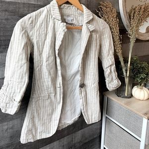 Charlotte Russe 3/4 Cream Striped Blazer